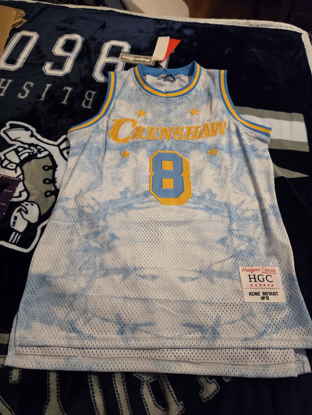 Crenshaw #8 Men’s Basketball Jersey in Light Blue Tie-Dye Kobe Bryant M